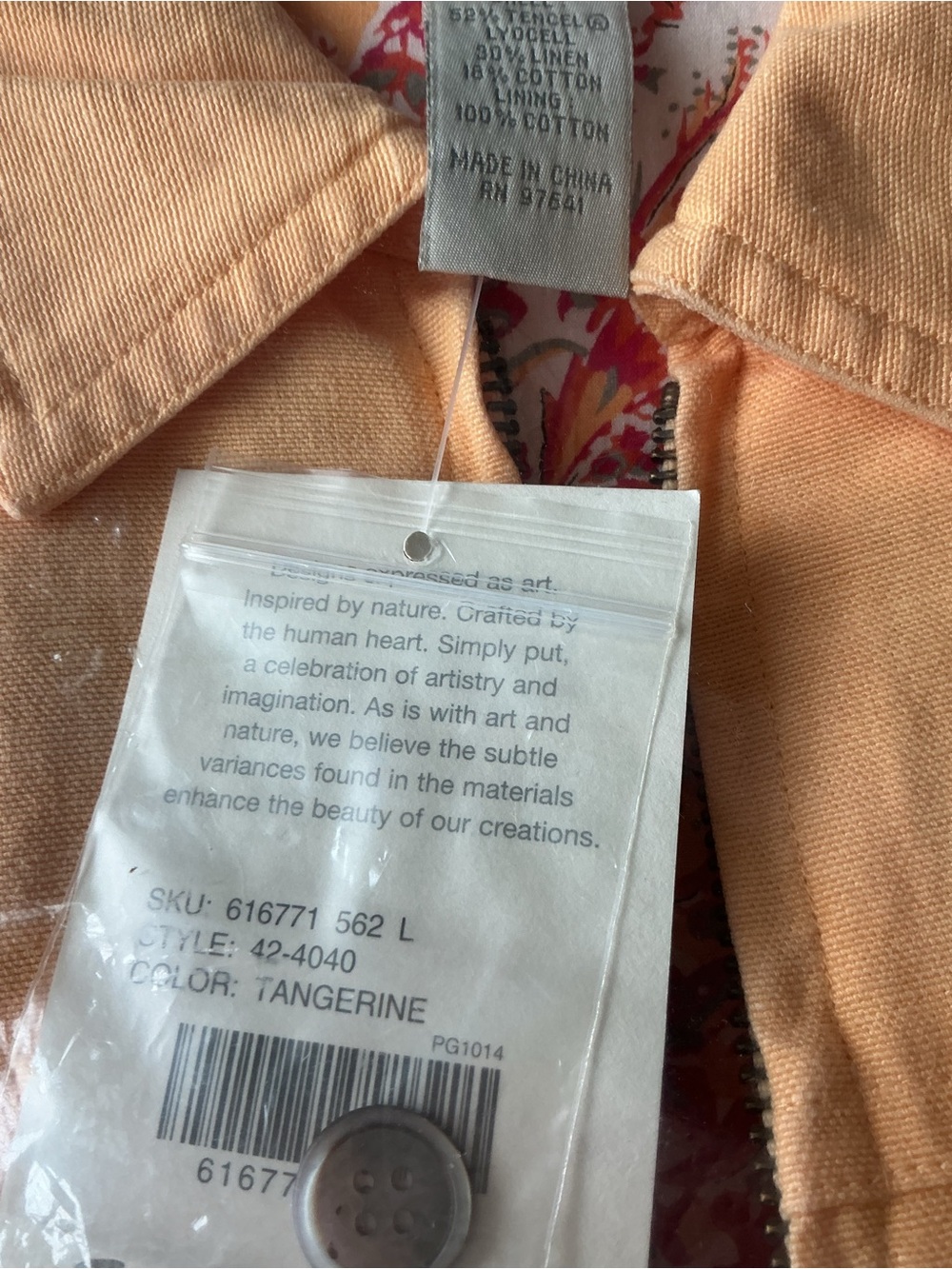J. Jill Light Orange Utility Jacket with Button Flap Pockets - Picture 6 of 6